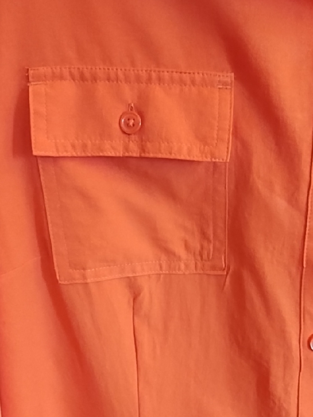 Bright Orange Button-Up Shirt, Soft Material - Picture 4 of 9